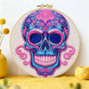 Sugar Skull Embroidery DIY Kit – Colorful Day of the Dead Beginner Stitching Kit with Hoop, Pattern & Threads