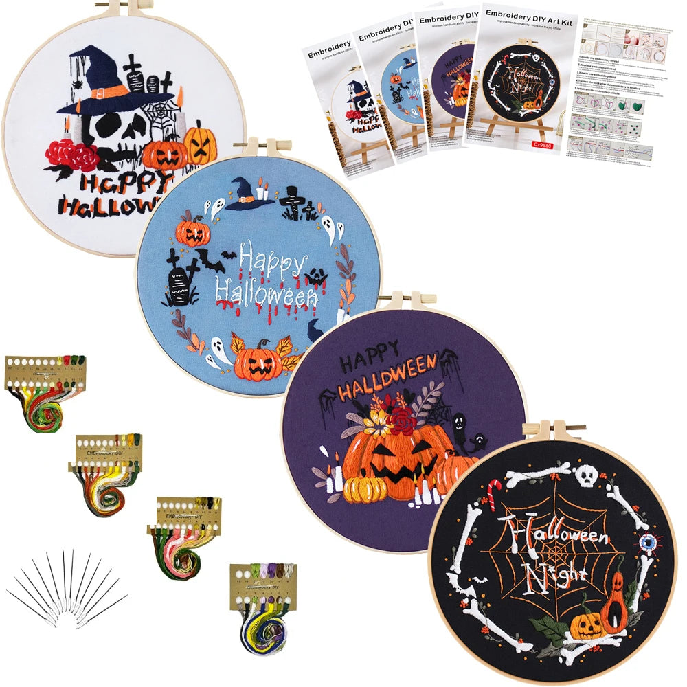 Spooky Halloween Embroidery Kit – Set of 4