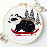 Badgers in the Snow Embroidery Starter Kit