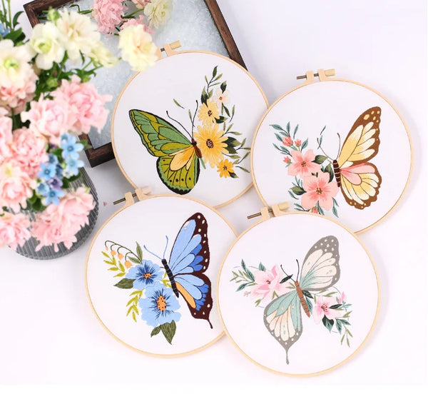 Floral Butterfly Hand Embroidery Kit