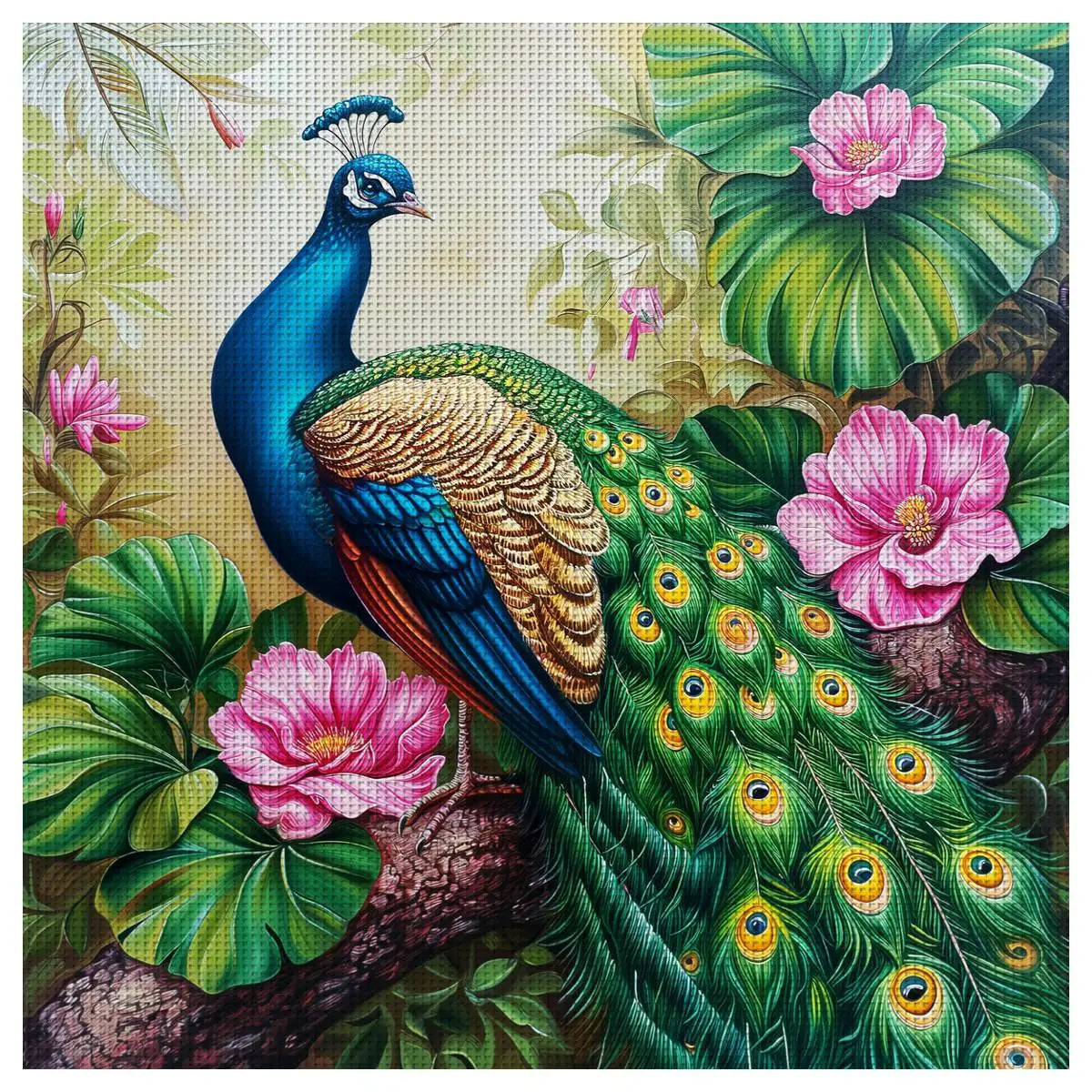 Majestic Peacock in Bloom Cross Stitch Kit 🦚🌸✨