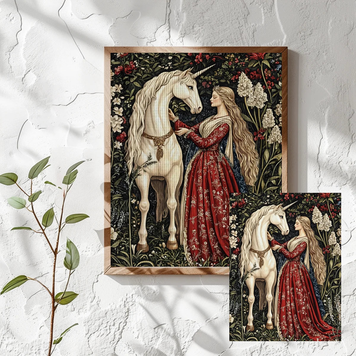 Enchanted Unicorn & Lady Cross Stitch Kit 🦄🌹✨