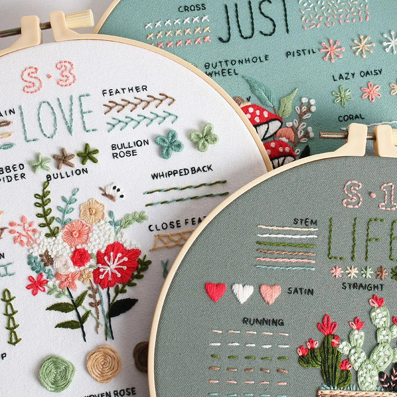 3-Piece Beginner Embroidery Kit Set Kits For Stitchers