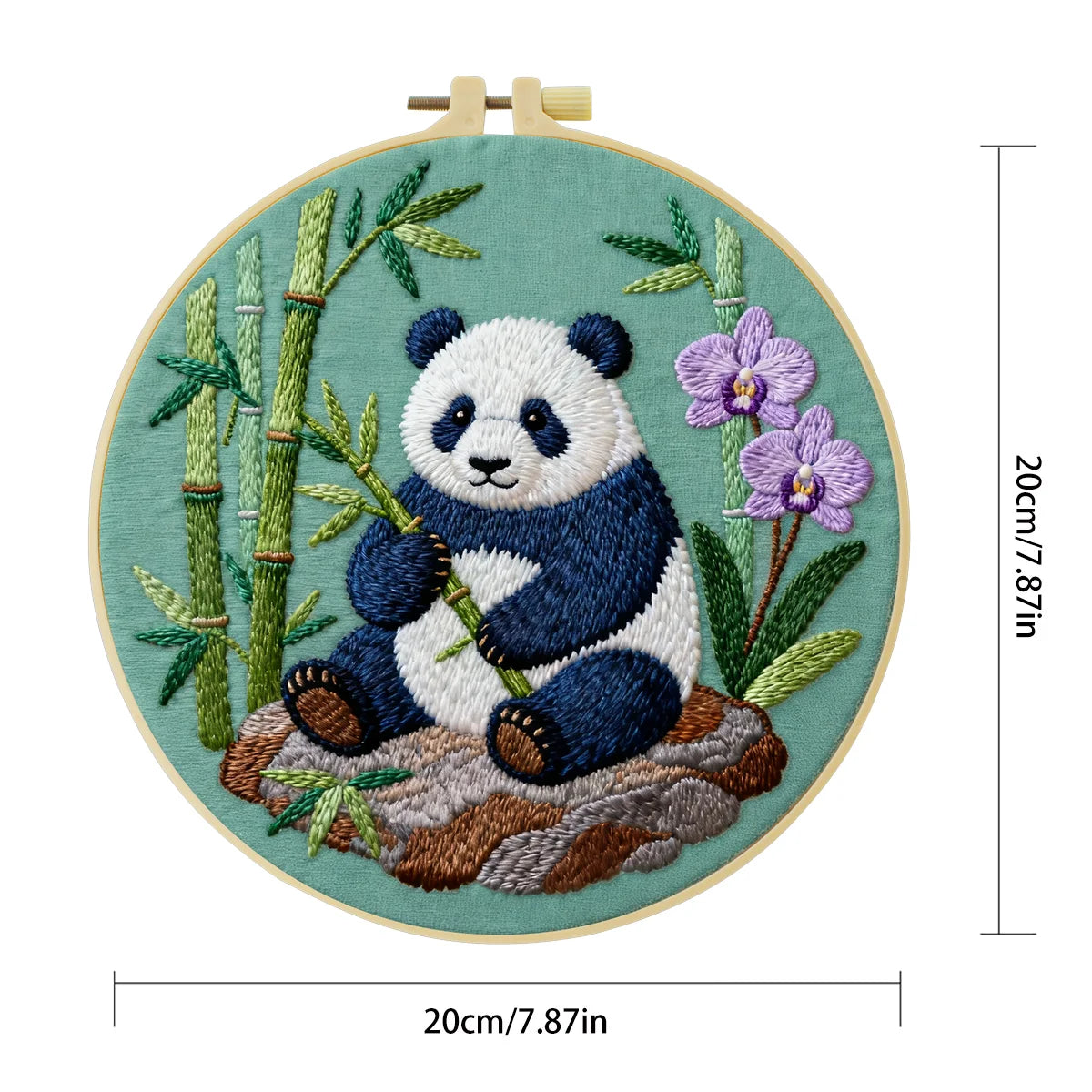 Handmade Panda Embroidery Hoop Wall Art – Cute Bamboo Nursery Animal Fiber Decor