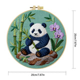 Handmade Panda Embroidery Hoop Wall Art – Cute Bamboo Nursery Animal Fiber Decor