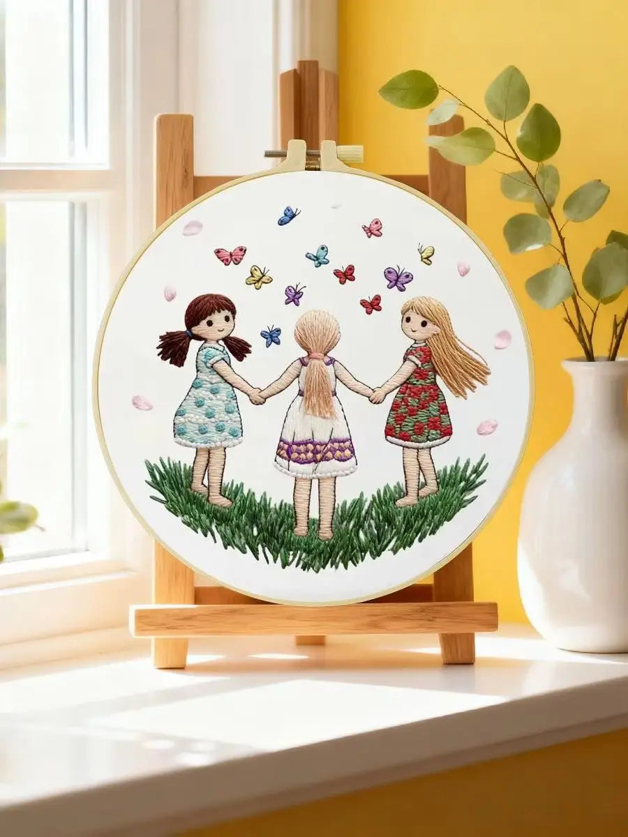 Best Friends Embroidery Kit for Beginners – DIY Girls Hand Embroidery Hoop Set