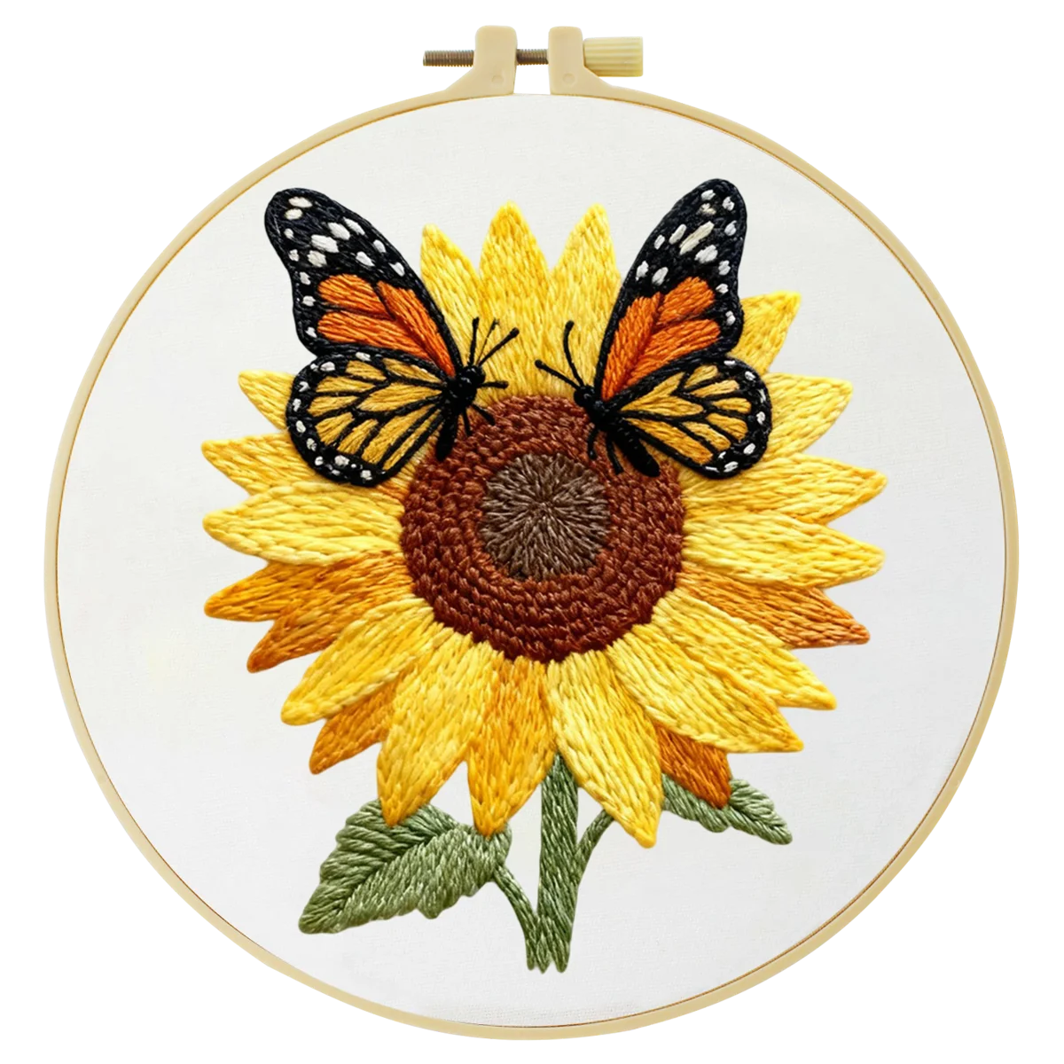 Sunflower & Butterfly Embroidery Starter Kit DIY – Beginner Floral Hand Embroidery Kit with Nature Design