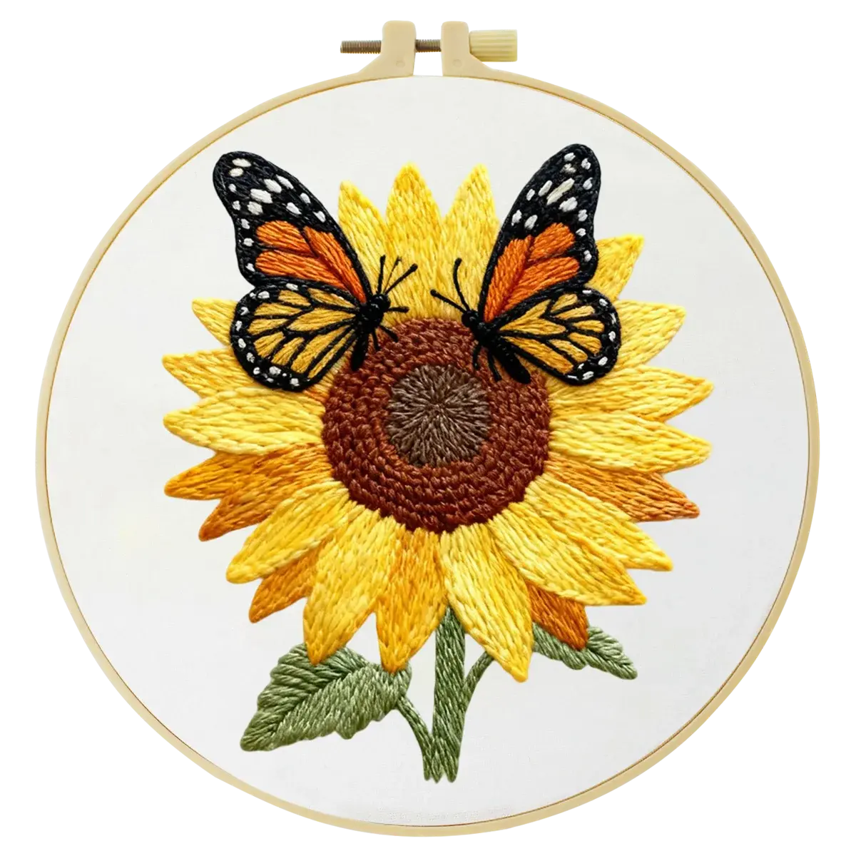 Sunflower & Butterfly Embroidery Starter Kit DIY – Beginner Floral Hand Embroidery Kit with Nature Design Kits For Stitchers