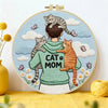 Cat Mom Punch Needle Wall Art – Handmade Embroidery Hoop Decor for Nursery & Cozy Rooms Kits For Stitchers