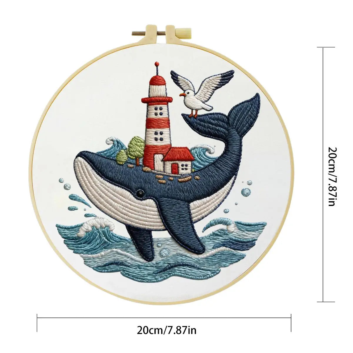Whale Embroidery Kit for Beginners – DIY Ocean Hand Embroidery Hoop Set