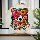 Floral Bear Hand Embroidery Kit The Stichers Heavane