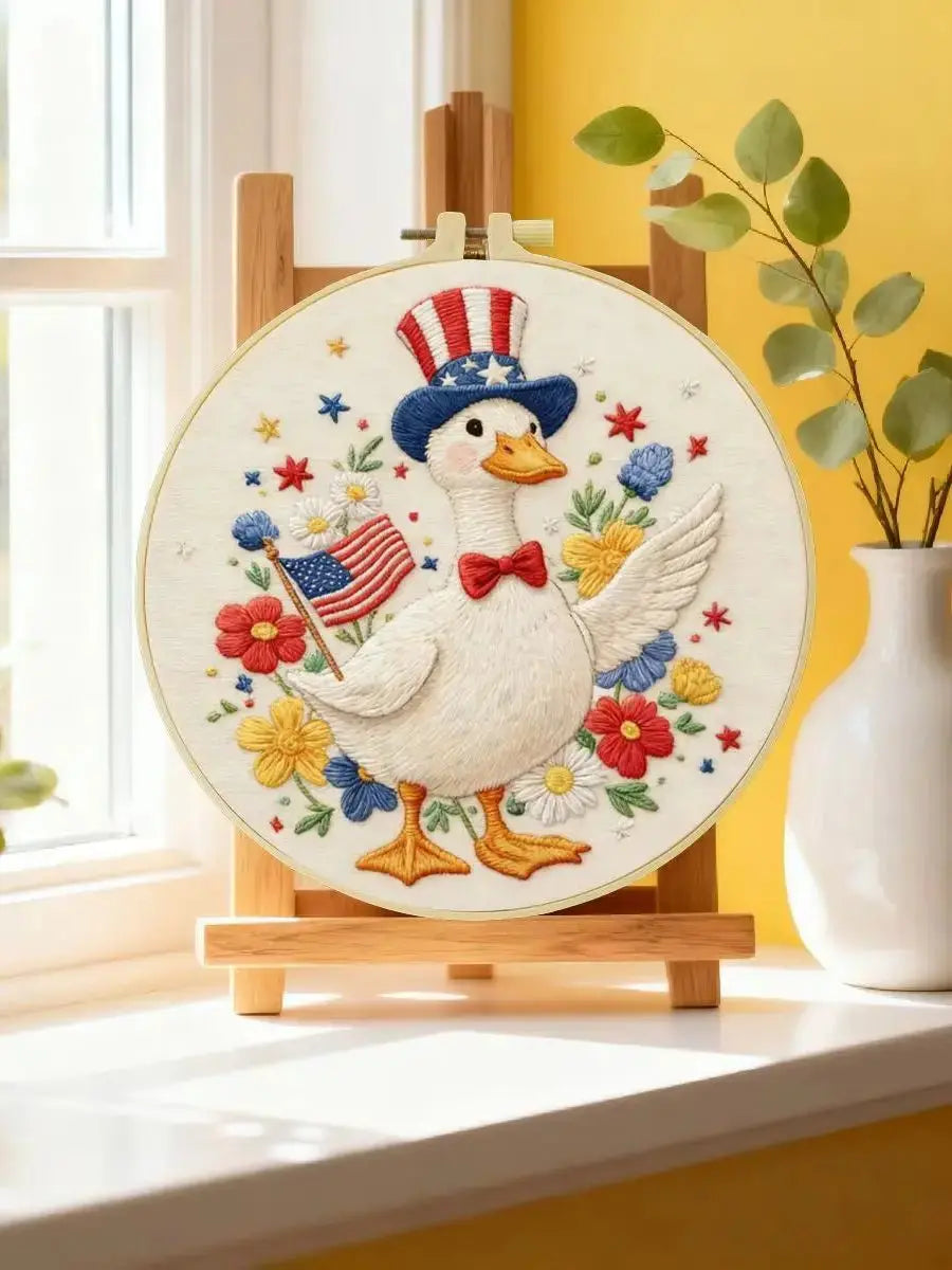 Patriotic Parade Goose Embroidery Kit Kits For Stitchers