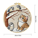 Winter Kitten & Snowbirds Embroidery DIY Kit – Cute Animal Hand Stitch Craft with Hoop & Threads The Stichers Heavane