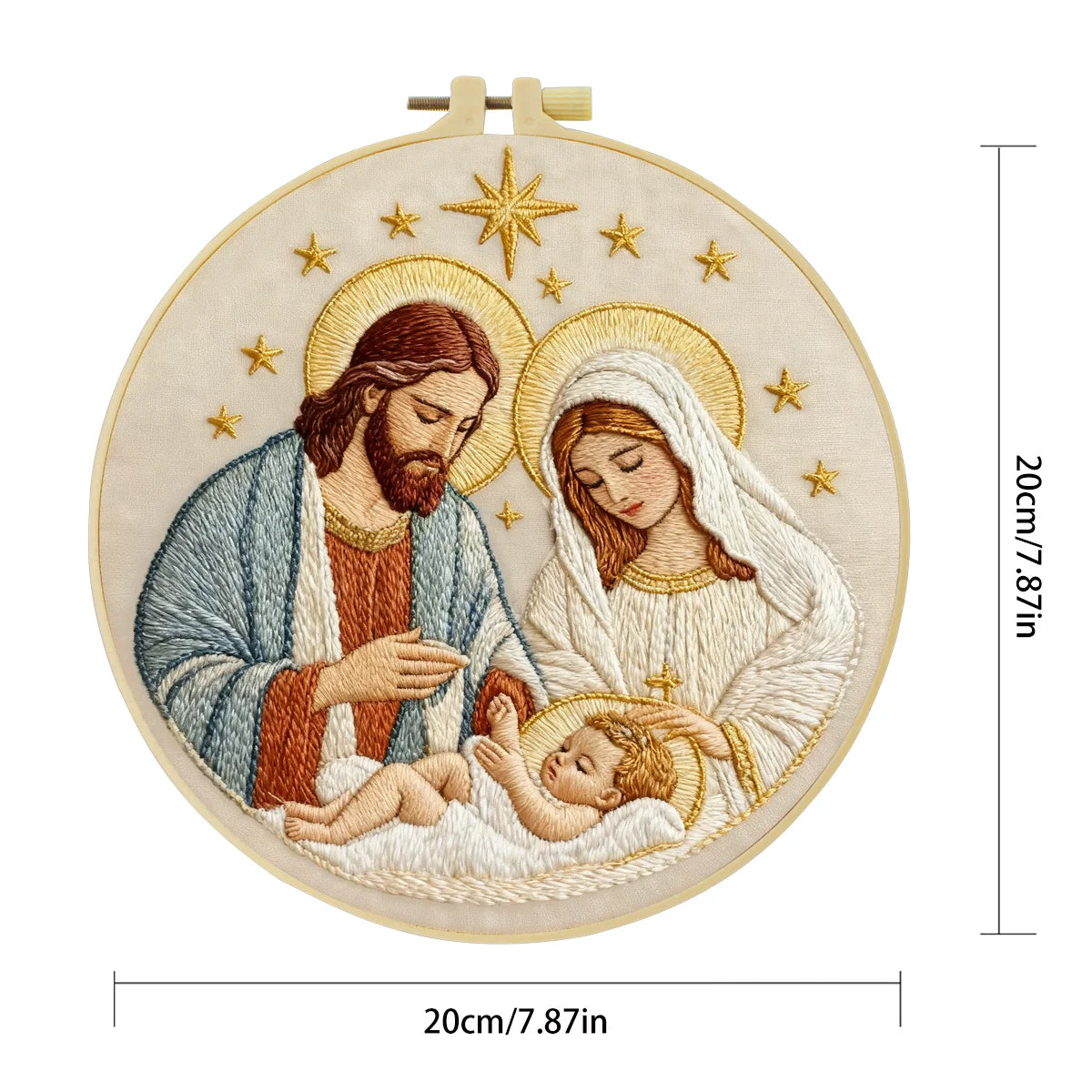 Holy Family Nativity Embroidery Kit – Jesus Mary Joseph Religious DIY Hand Embroidery Hoop Art, Christian Christmas Wall Decor Craft