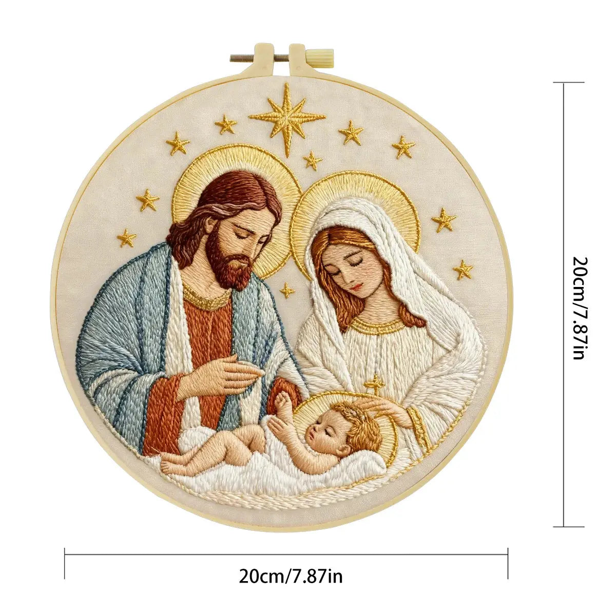 Holy Family Nativity Embroidery Kit – Jesus Mary Joseph Religious DIY Hand Embroidery Hoop Art, Christian Christmas Wall Decor Craft Kits For Stitchers