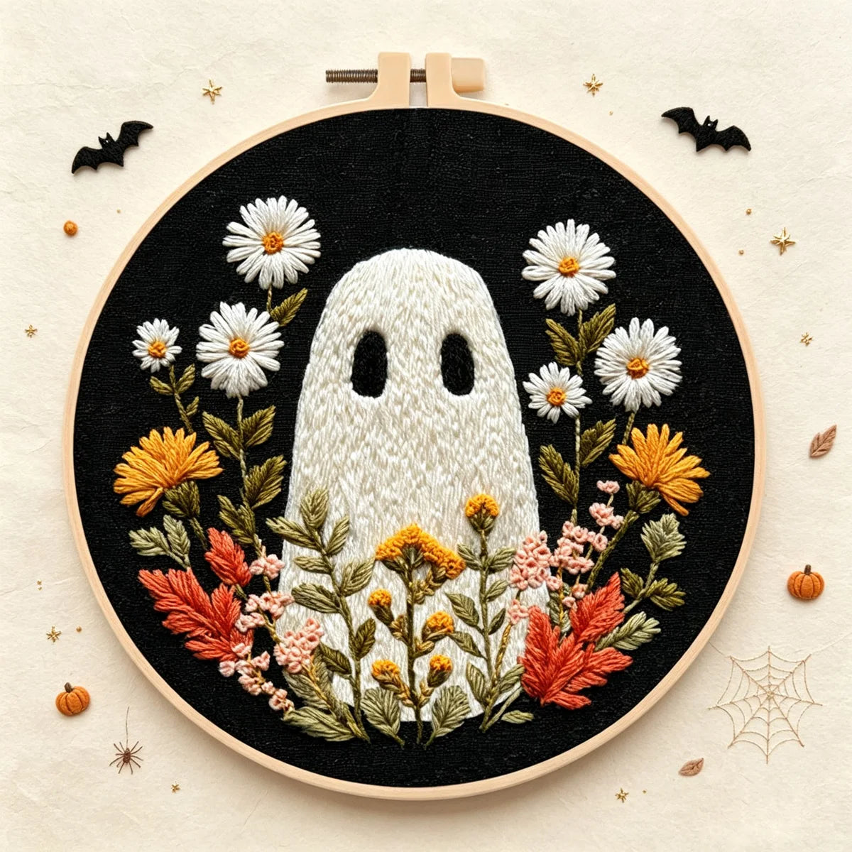 Spooky Floral Halloween Embroidery Kit – Set of 4