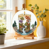 Waterfall Landscape Embroidery DIY Kit – Nature Scene Beginner Stitching Kit with Hoop, Pattern & Threads The Stichers Heavane