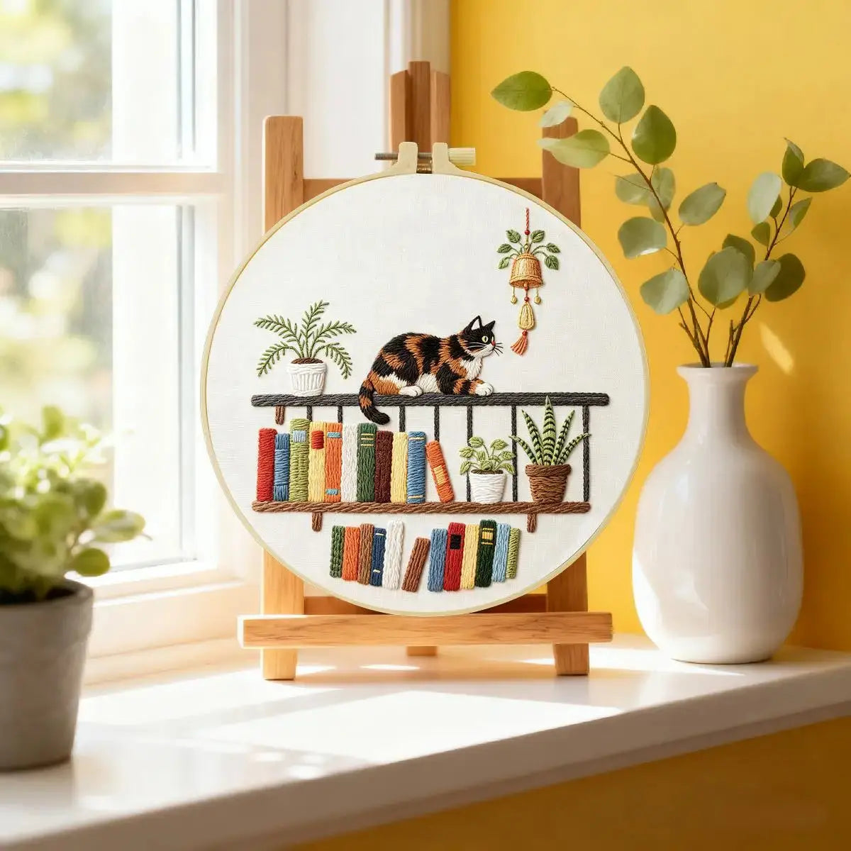 Book Nook Cat Embroidery Kit Kits For Stitchers