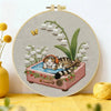 Cozy Cat & Lily of the Valley Embroidery Kit Kits For Stitchers