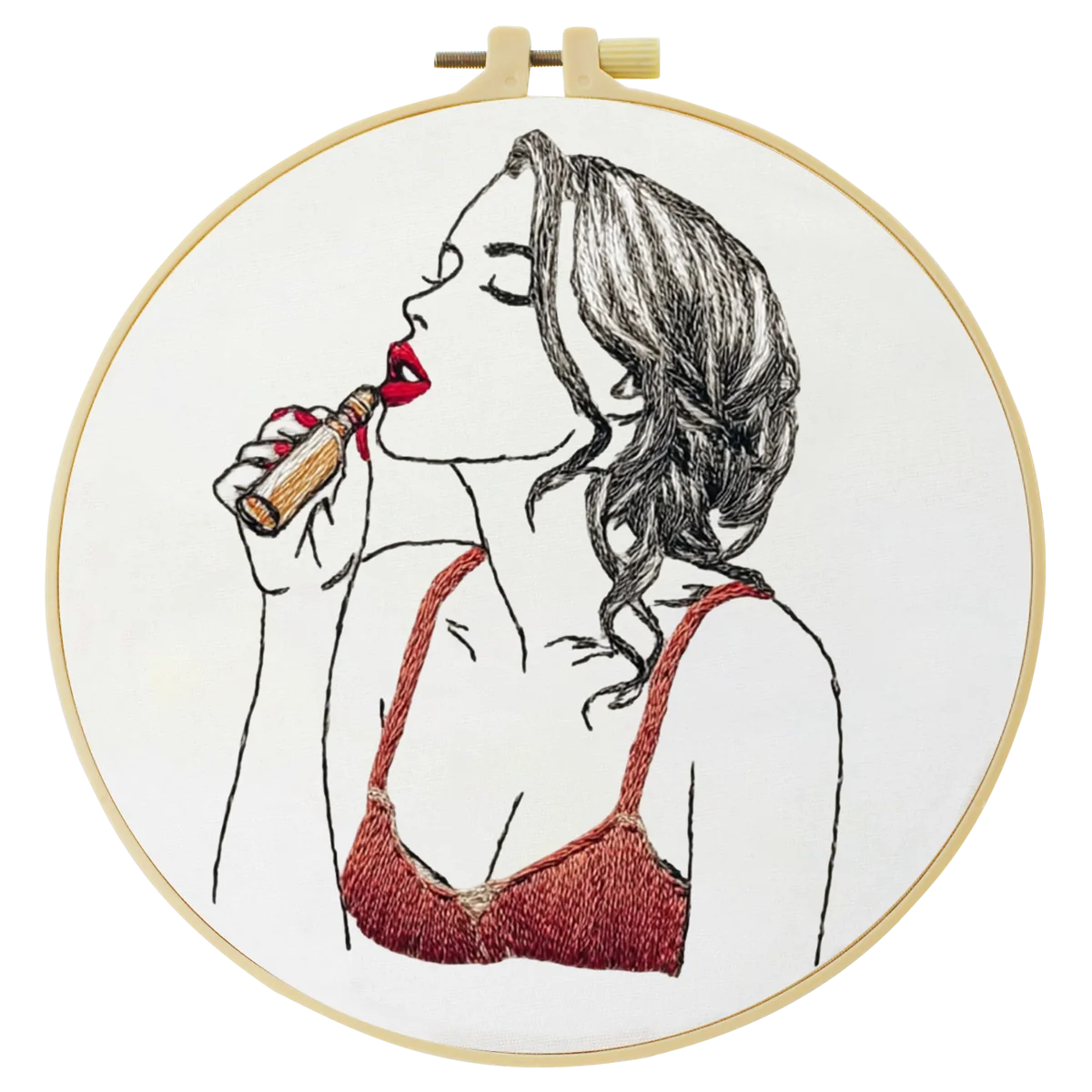 Red Lipstick Embroidery Kit 💄🧵