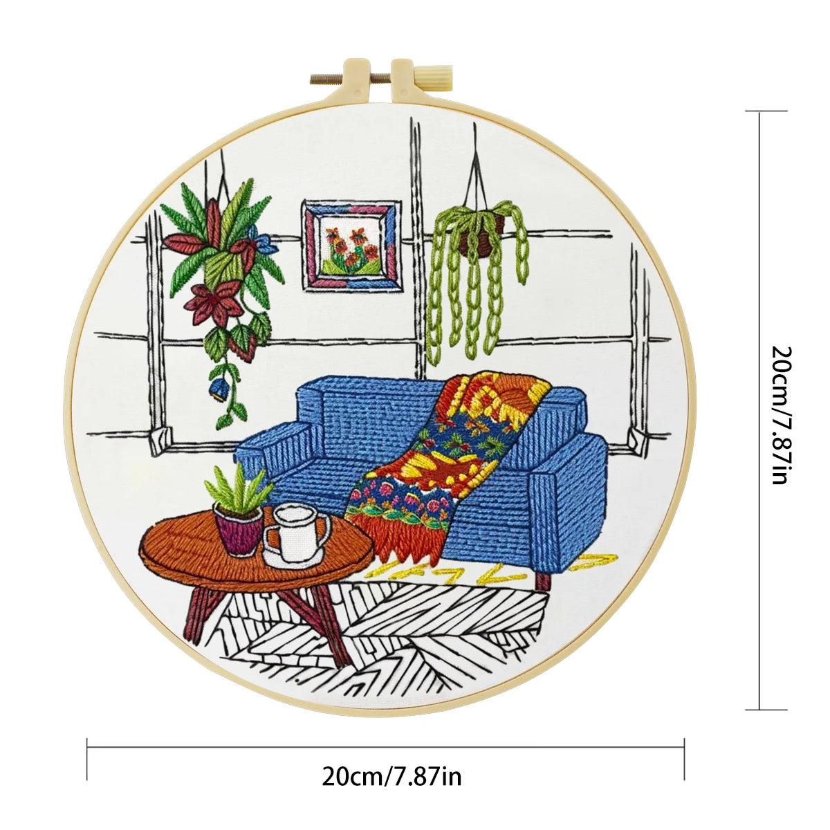 Cozy Living Room Embroidery Kit 🧵🏡