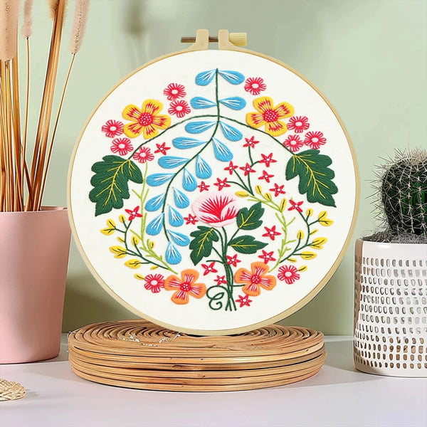 Folk Floral Hand Embroidery Kit
