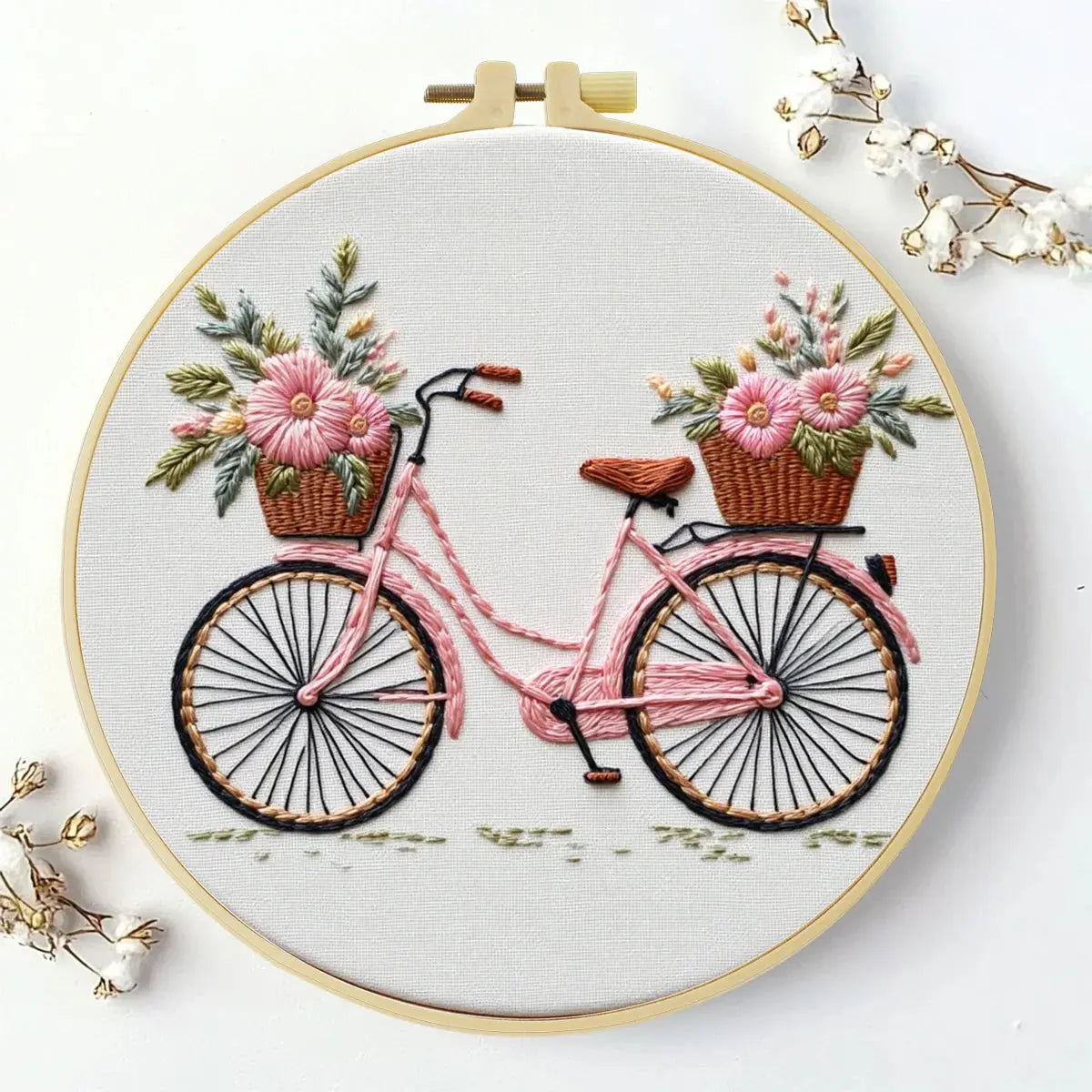 Floral Bicycle Hand Embroidery Kit The Stichers Heavane