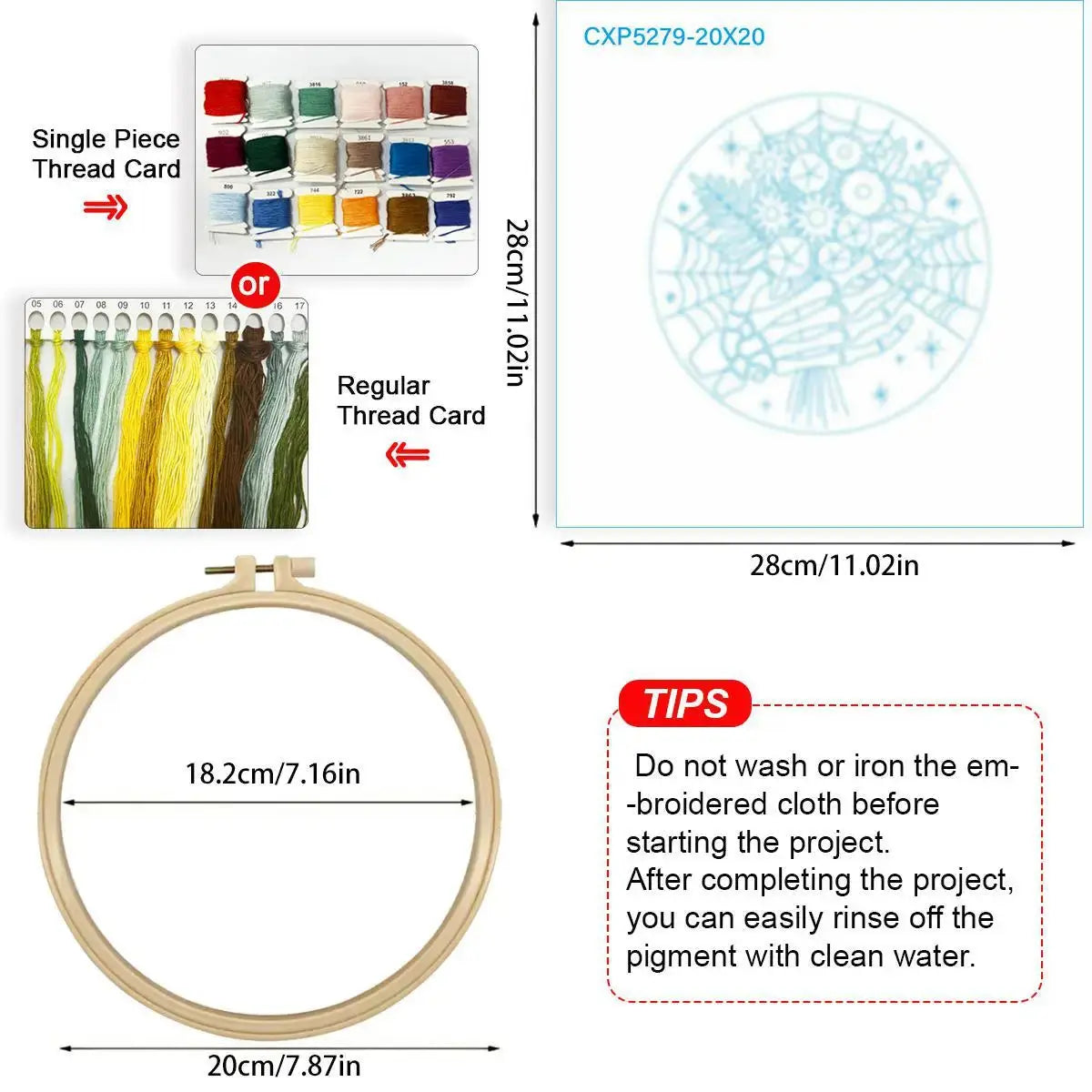 Floral Skeleton Hand Embroidery Kit Kits For Stitchers