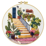 Mediterranean House & Garden Embroidery Starter Kit DIY – Beginner Landscape Hand Embroidery Kit