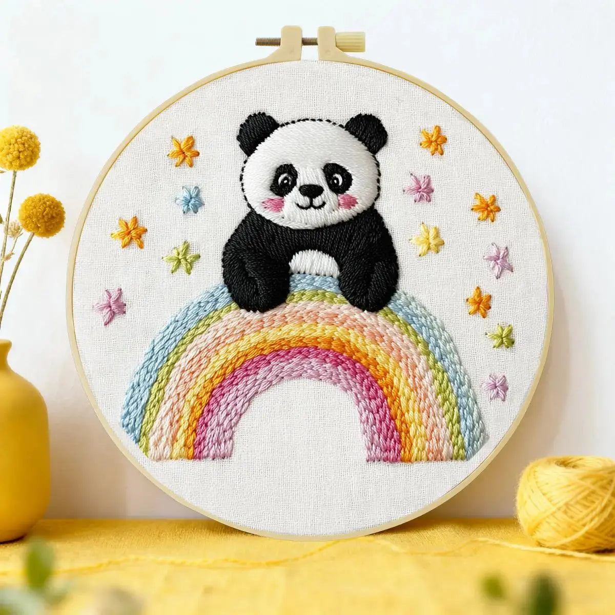 Rainbow Panda Embroidery Kit Kits For Stitchers