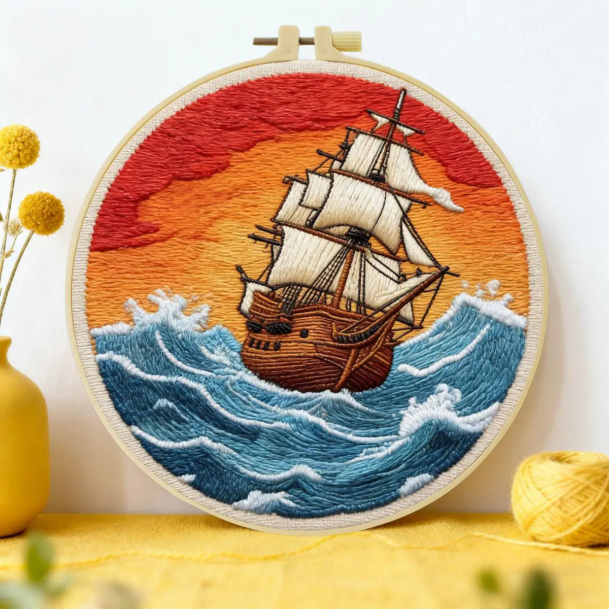 Vintage Sailing Ship Embroidery Kit Kits For Stitchers