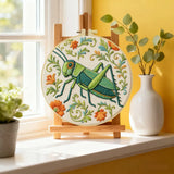 Grasshopper Embroidery Kit for Beginners – DIY Nature Hand Embroidery Hoop Set