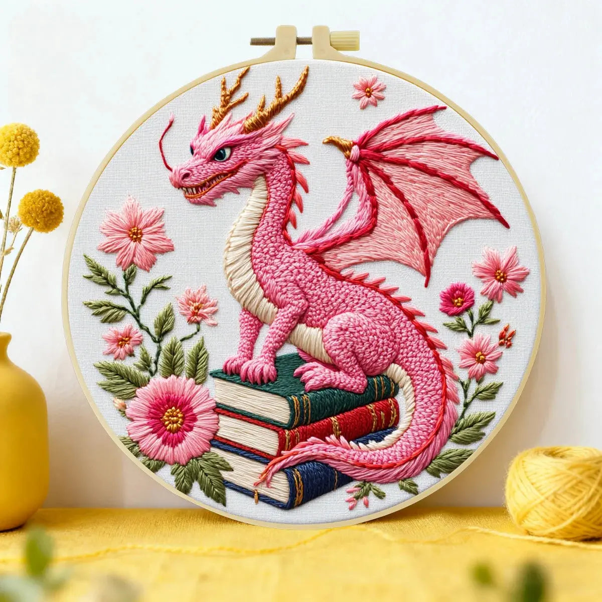 Pink Dinosaur Bag Embroidery Starter Kit The Stichers Heavane
