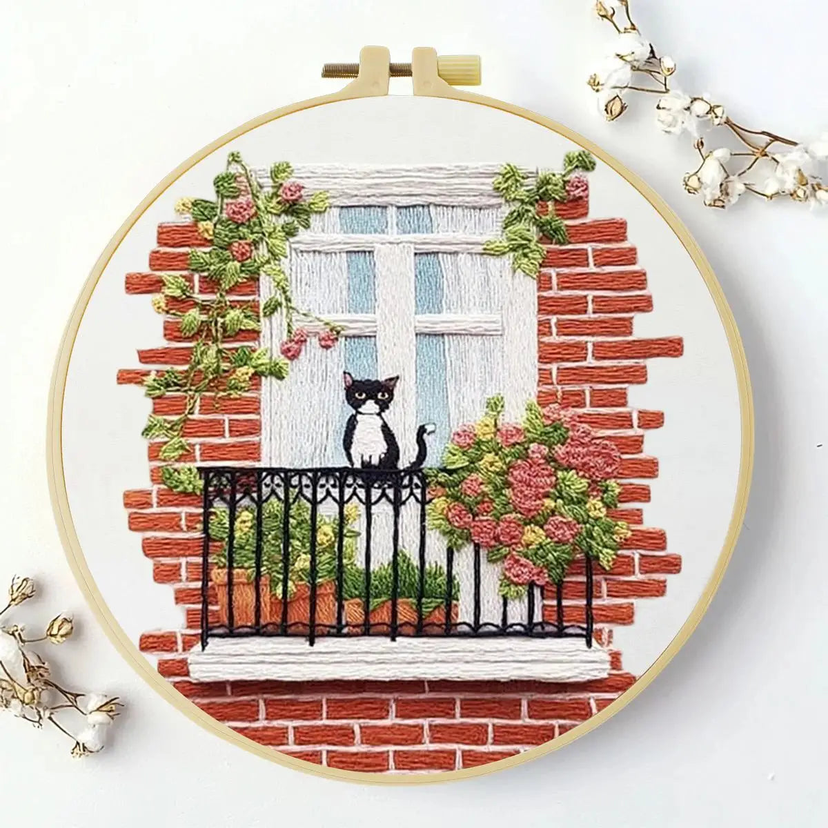 Windowsill Kitten Embroidery Kit