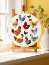 Colorful Chicken Embroidery Starter Kit – DIY Farm Animal Sewing Art Set for Beginners