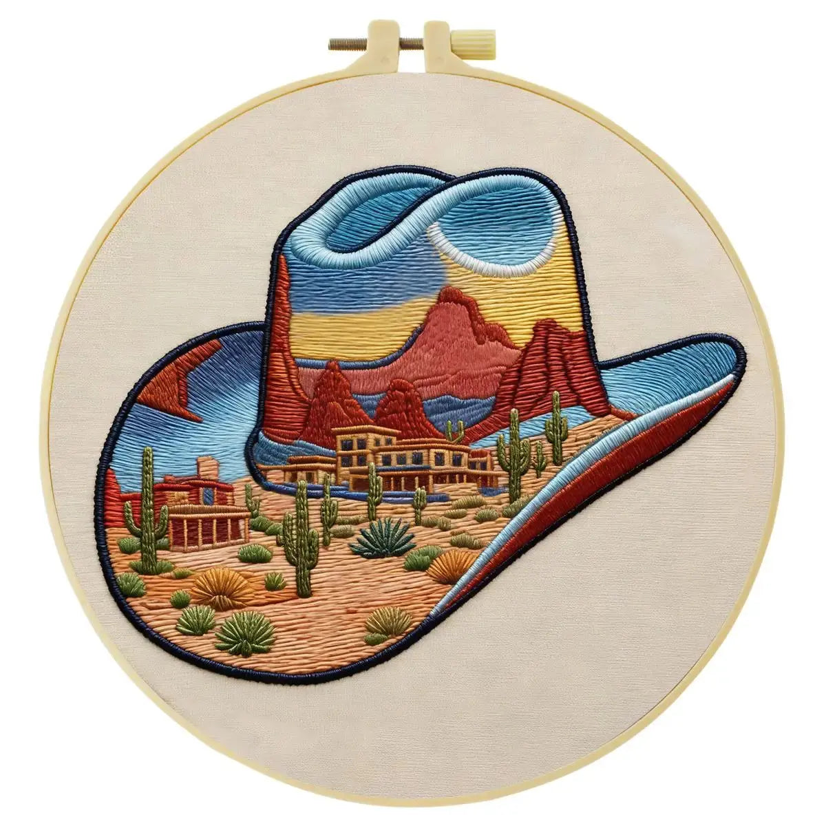 Desert Cowboy Hat Embroidery Kit Kits For Stitchers