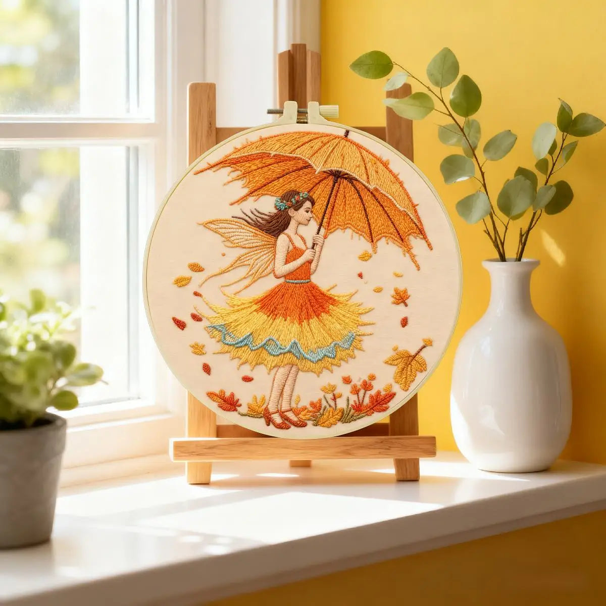 Autumn Fairy Embroidery Kit – Whimsical Fall DIY Hand Embroidery Hoop Art Set