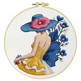 Blue Hat Lady Embroidery Kit Kits For Stitchers