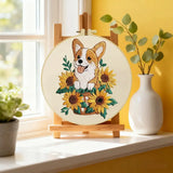 Sunflower Corgi Embroidery Kit Kits For Stitchers