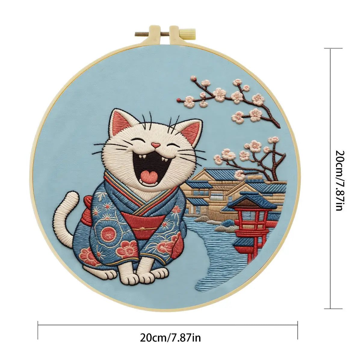 Smiling Kimono Cat Embroidery Kit Kits For Stitchers