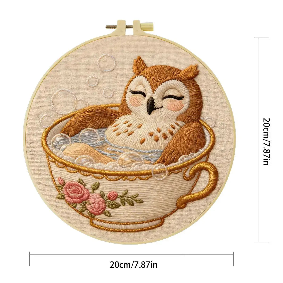 Cozy Owl Teacup Embroidery Kit Kits For Stitchers