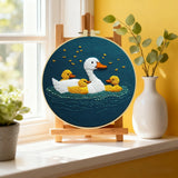 Mother Duck & Ducklings Embroidery Kit – Cute Farm Animal DIY Sewing Craft, Nursery Wall Art Hoop Decor