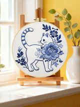 Blue Blossom Cat Embroidery Kit Kits For Stitchers