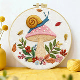 Whimsical Snail & Mushroom Embroidery Kit 🍄🐌 Kits For Stitchers