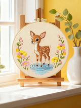 Cute Baby Deer Embroidery Kit – Woodland Fawn DIY Sewing Craft, Floral Nursery Hoop Wall Art Decor