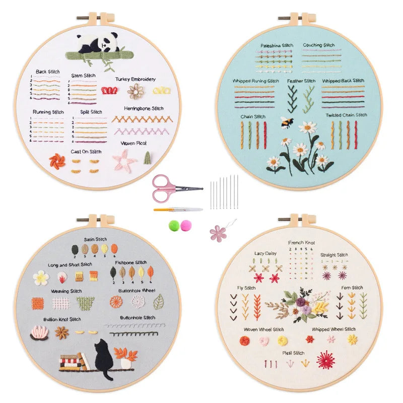 4-Piece Beginner Embroidery Stitch Sampler Kit Kits For Stitchers
