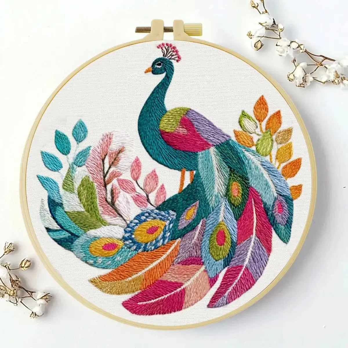 Boho Peacock Embroidery Kit Kits For Stitchers