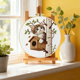 Cute Kitten Embroidery Kit for Beginners – DIY Cat Hand Embroidery Hoop Set Kits For Stitchers