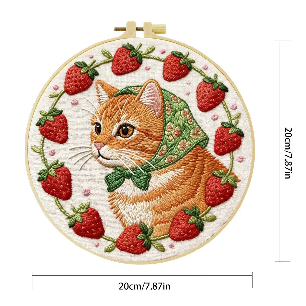 Strawberry Cat Embroidery Kit Kits For Stitchers