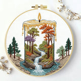 Waterfall Landscape Embroidery DIY Kit – Nature Scene Beginner Stitching Kit with Hoop, Pattern & Threads The Stichers Heavane